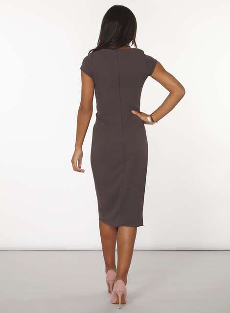 **Luxe Charcoal Ruched Dress